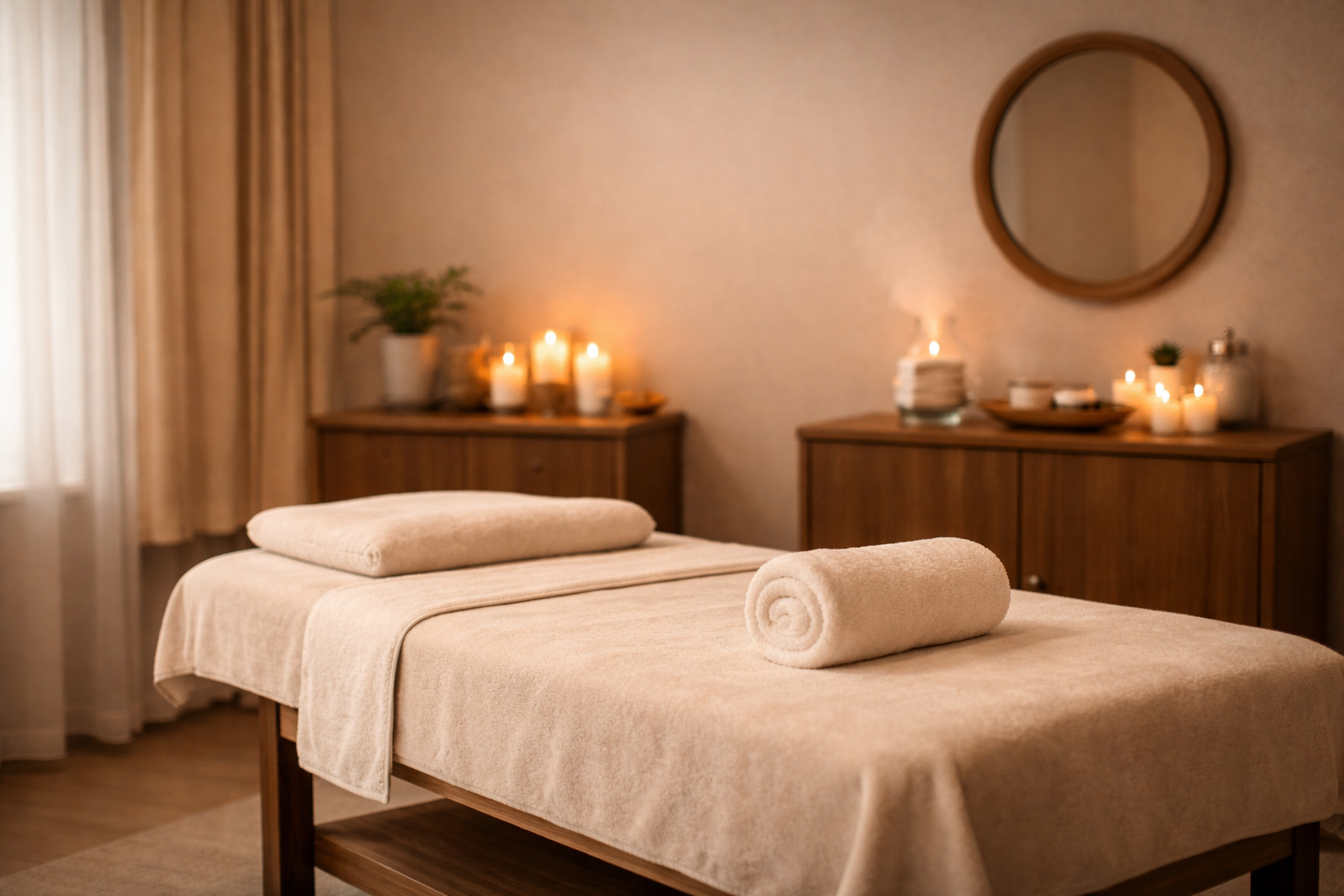 Inside Uniq Massage today — a calm, private treatment room at 5975 Ridgeline Dr, McKinney, TX